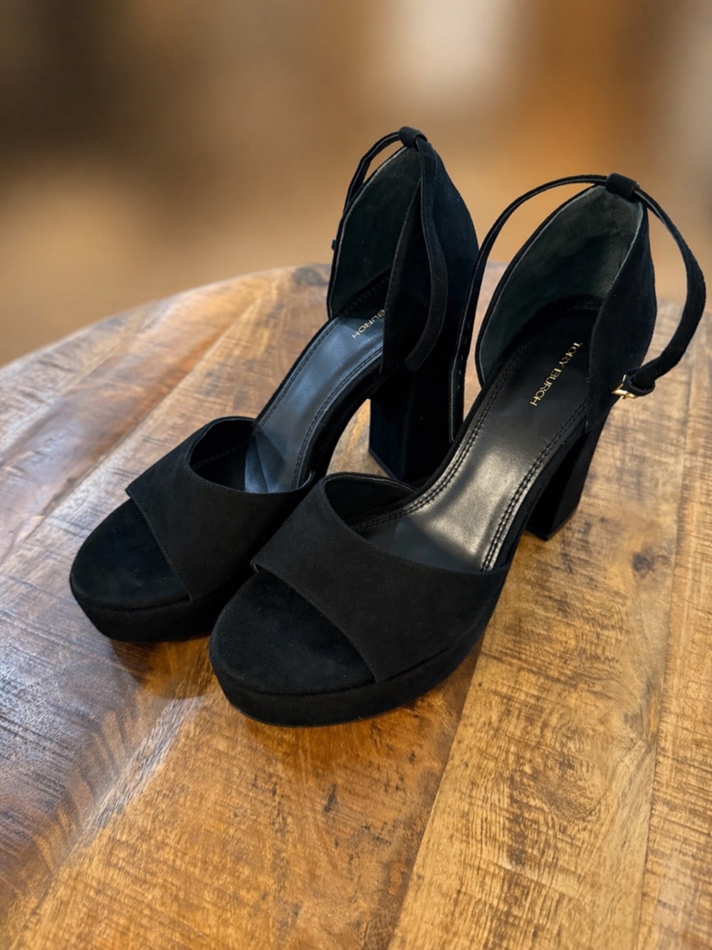 Tory Burch Black Suede Platform Block Heel Sandals, Size 11 - Picture 8 of 11